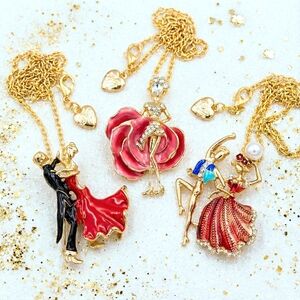 Choose One Gold-plated Crystal Dancer Necklace/Brooch